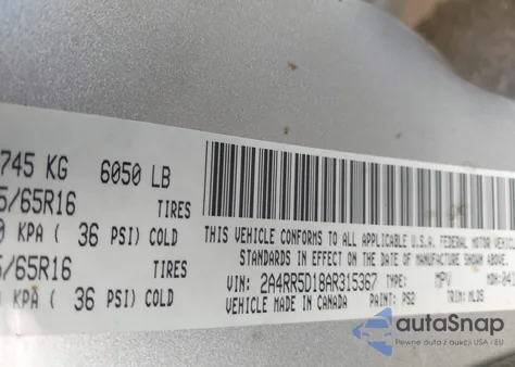 2010 Chrysler Town & Country Touring из США, поврежденный, VIN 2A4RR5D18AR315367